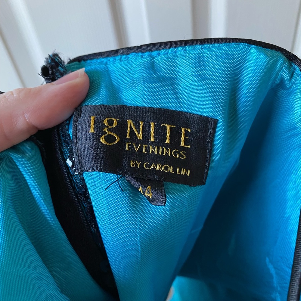 Vintage Y2K Ignite Sequin Corset Tank Top Spaghetti Straps 90s Teal Mermaid Core - Picture 7 of 7